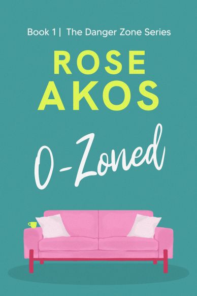 Book cover of "O-Zoned" by Rose Akos with a pink sofa illustration.