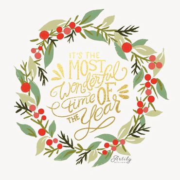 Christmas Wreath Wishes Illustration