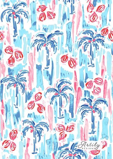 Blue Palm Tree Pattern