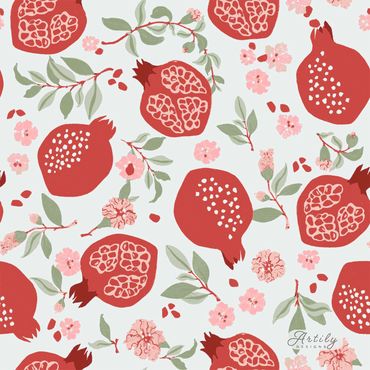Red Pomegranate Pattern
