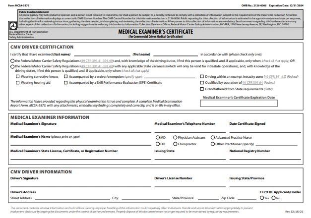 Newly Revised DOT Forms Available