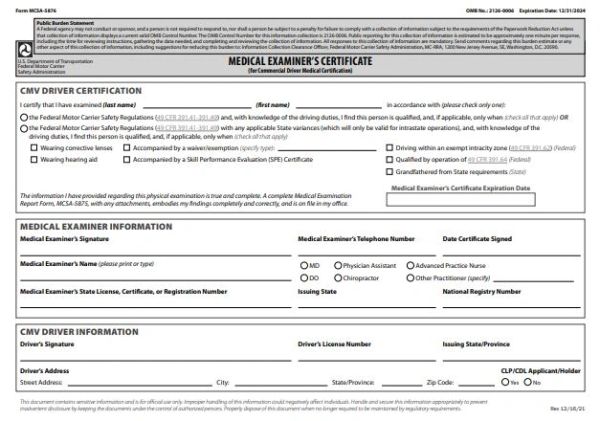MCSA-5876 DOT Medical Cards (Certificates)- 2-ply - Pack of 50