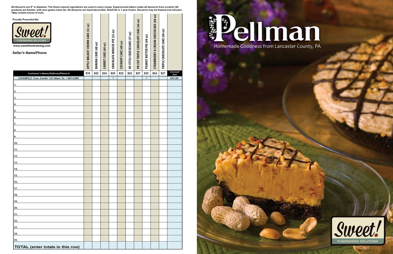Pellman Desserts Fundraiser Brochure