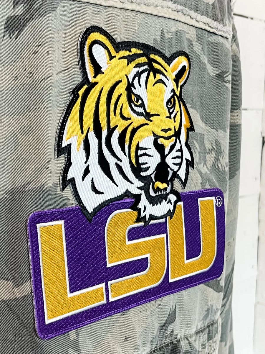 Vintage Tilted Brim LSU Tigers Nylon Varsity Jacket - Yellow