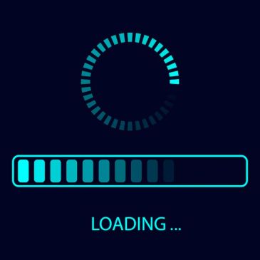 Loading icon with progress bar and text.