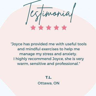 Testimonial for Joyce Love Clinical Hypnotherapy on helping with stress and anxiety