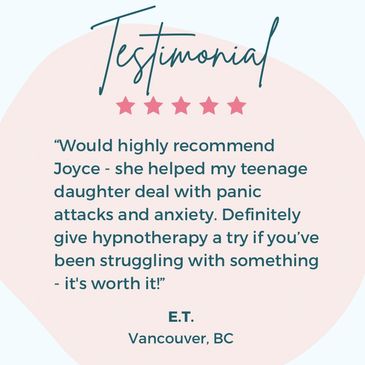 Client Testimonial for Joyce Love Clinical Hypnotherapy on panic attack and anxiety