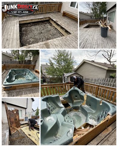 Junk Direct Team removing an old hot tub for a customer in Calgary. Visit JunkDirect.ca for all your