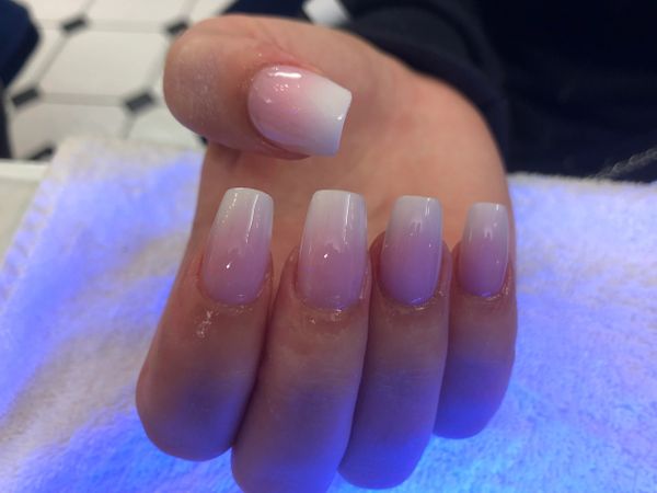 Pink and white Ombre full set nails 