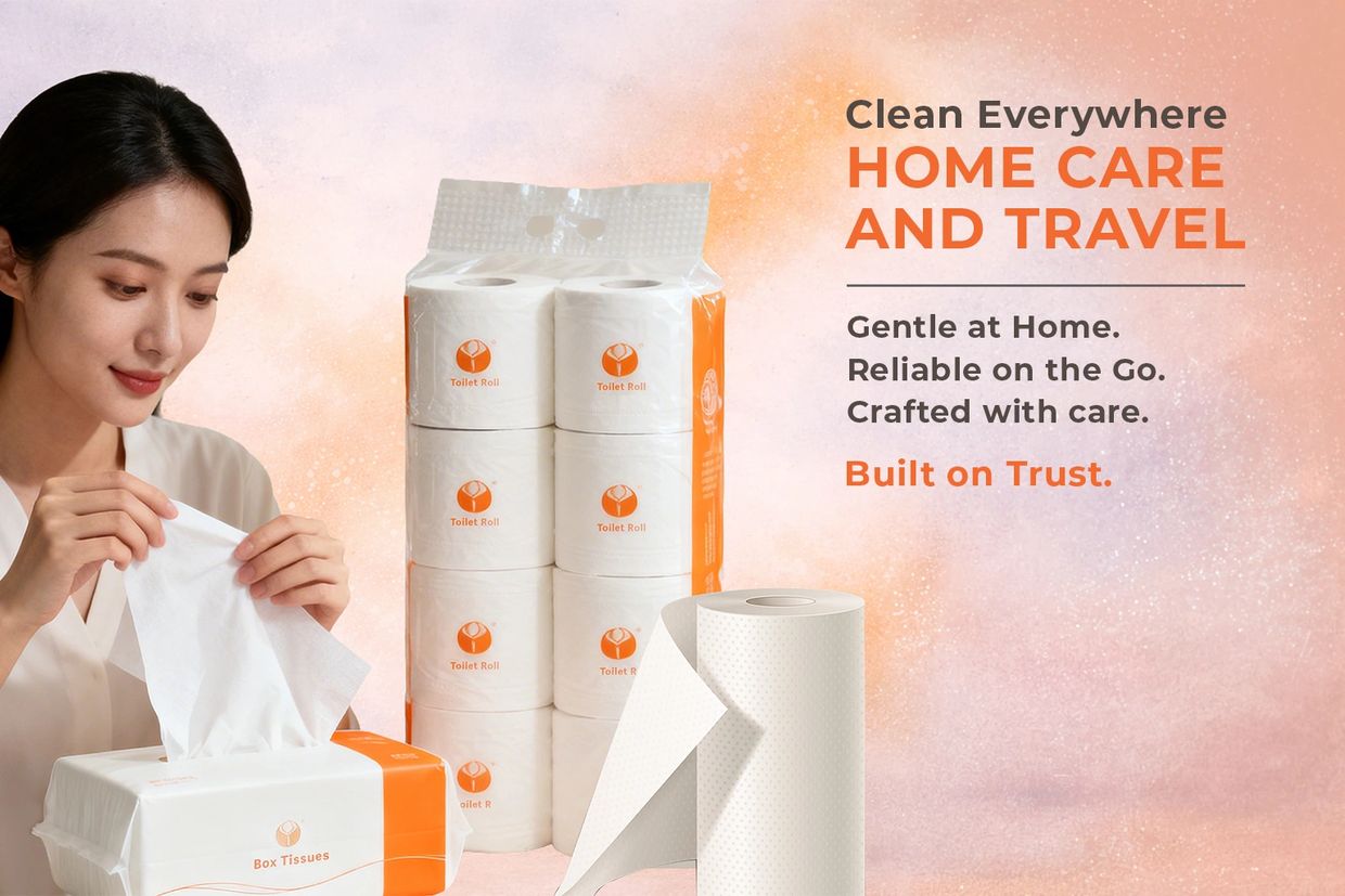 Home care and travel tissues and toilet rolls, gentle and reliable.