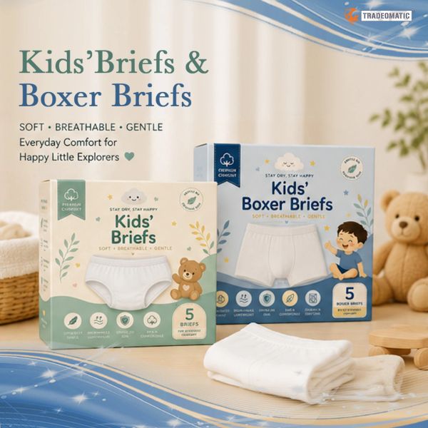 Kids' briefs and boxer briefs for comfort and breathability.