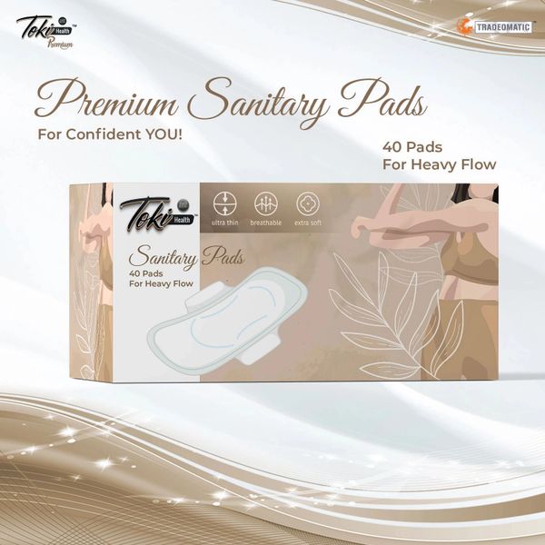 Box of Teki Health Premium Sanitary Pads for heavy flow, ultra thin and breathable.