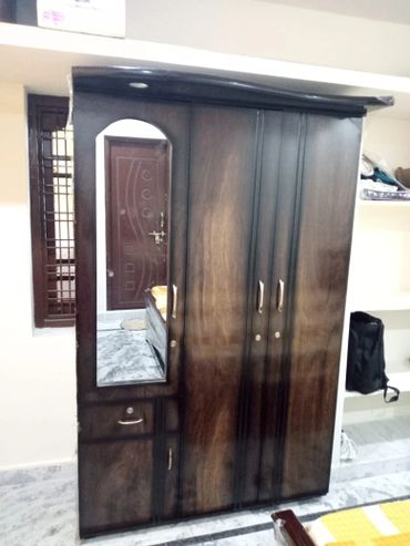 Three door almirah
11000 made of prelaminated board termite free
5 years warranty 
