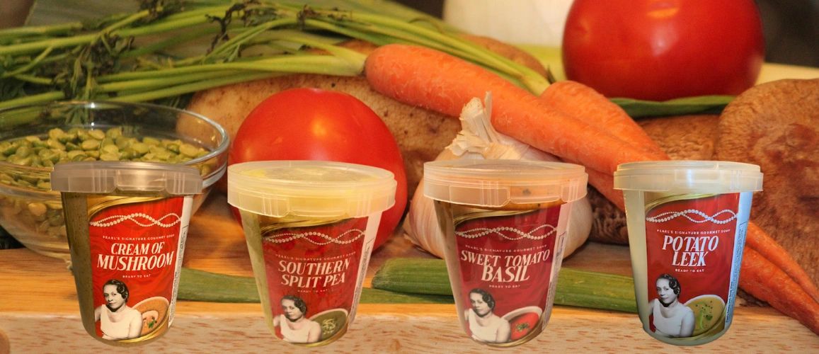 Pearl's Signature Gourmet Soup - Cream of Mushroom, Split Pea, Sweet Tomato Basil, Potato Leek