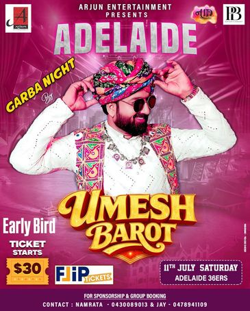 Umesh Barot promoting Garba Night event in Adelaide on July 11.