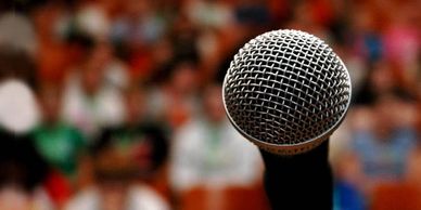 Microphone in use in auditorium