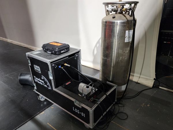LSG Low Smoke Generator or Low Lying Fogger setup on stage