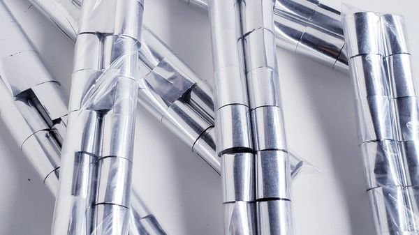 Silver Metallic Mylar Streamer Sleeve