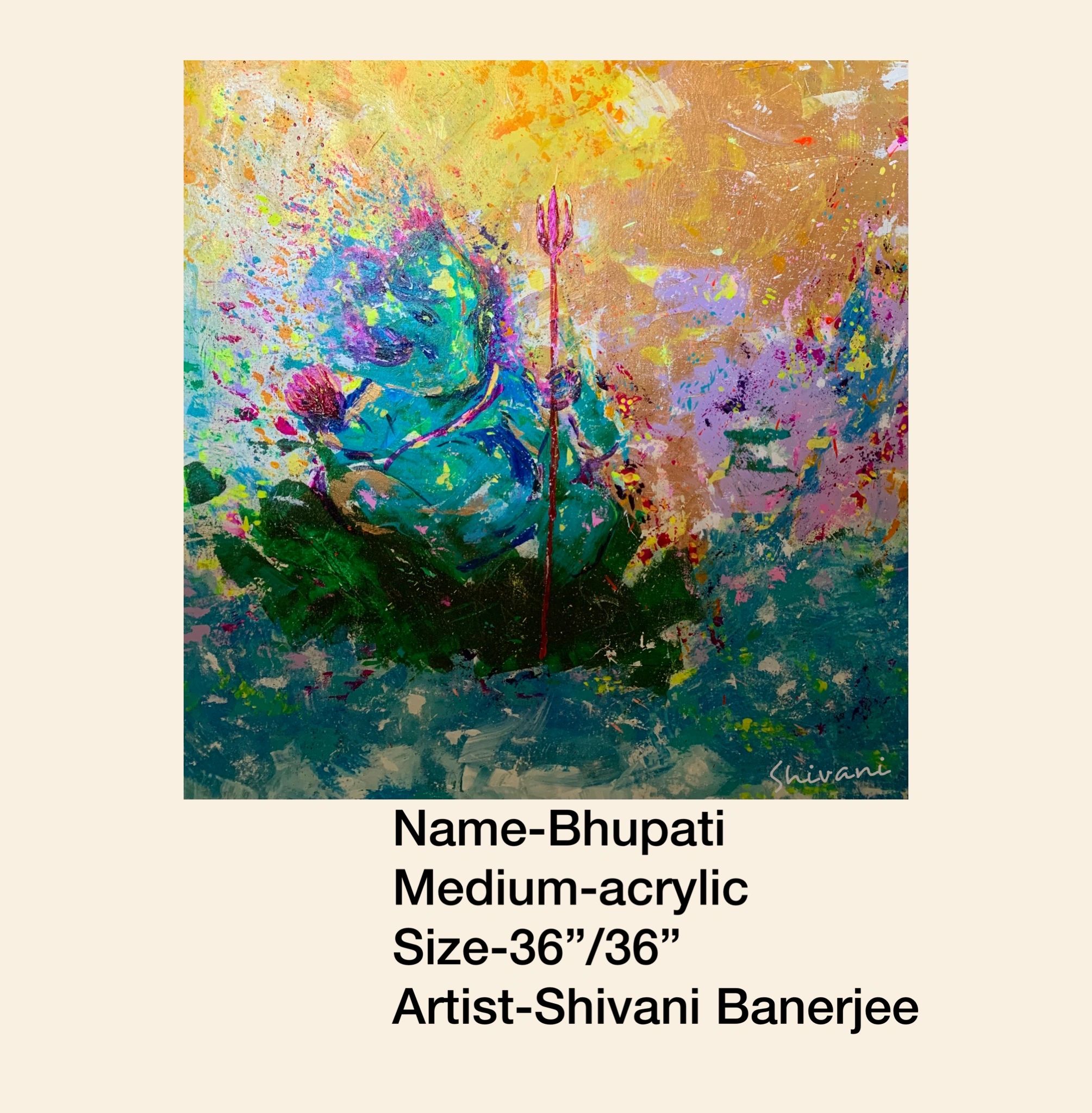 My new work.…..abstract Ganesha painting. Using acrylic colour. 