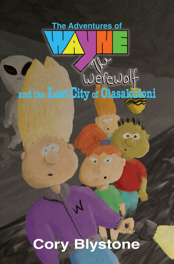 Cover of a cartoon adventure book featuring kids and an alien.