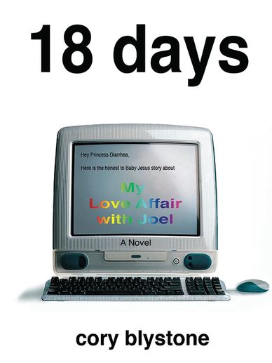 18 Days Book Cover.  Apple iMac G3 in teal with mouse on the right side.