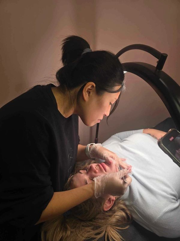 dermal clinician doing dermaplaning