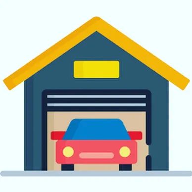 A car parked in the garage