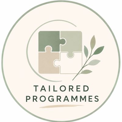 Logo with puzzle pieces and leaves for tailored programmes.