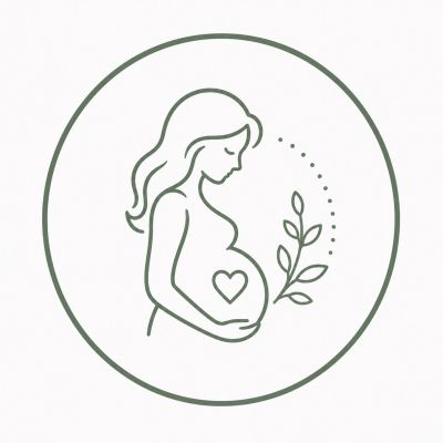 Line art of pregnant woman with a heart on belly.