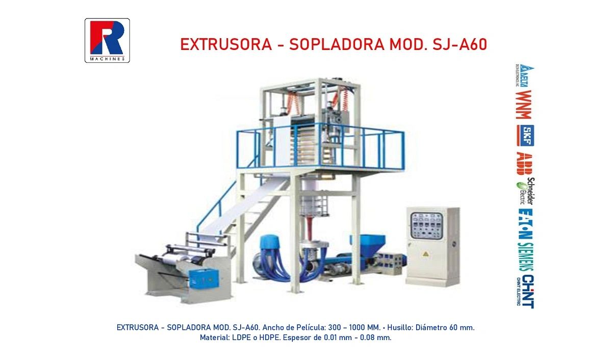 Máquina extrusora sopladora modelo SJ-A60 para film plástico.