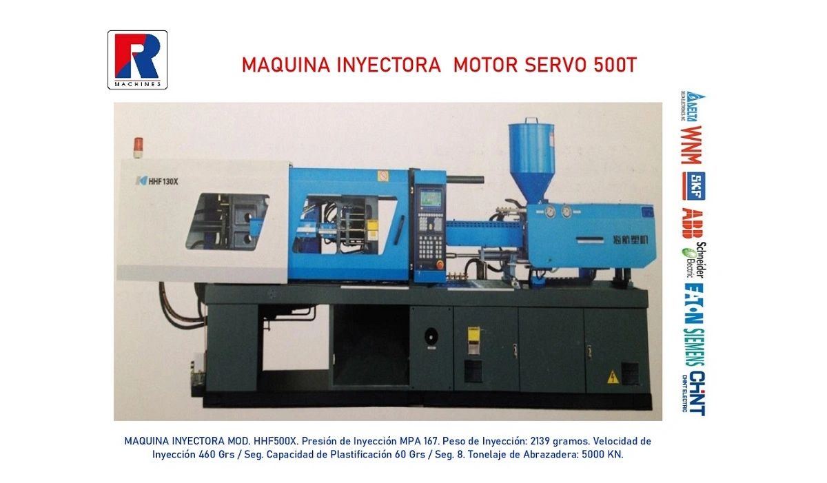 Máquina inyectora con motor servo de alta capacidad.