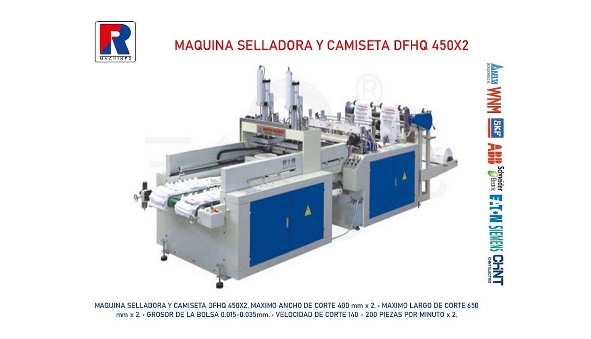 Máquina selladora y camiseta para bolsas con capacidad 450X2.