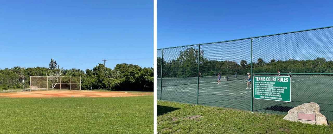 Ball field and tennis/pickleball courts Ball field and tennis/pickleball courts