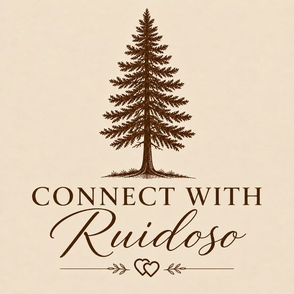 Logo with a tree and the text 'Connect with Ruidoso'.