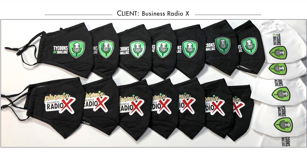 Client Gallery - Business RadioX - custom logo face masks