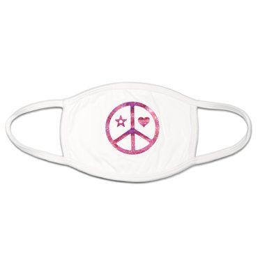 PEACE Theme 2-ply Adult Face Mask White 100% polyester