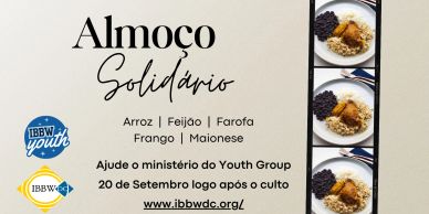 Flyer for a solidarity lunch event with food details.