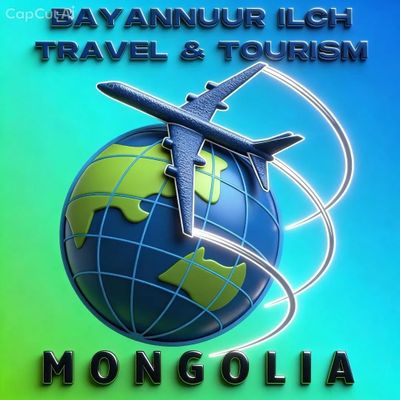 Logo of Bayannuur Ilch Travel &amp; Tourism in Mongolia with globe and airplane.