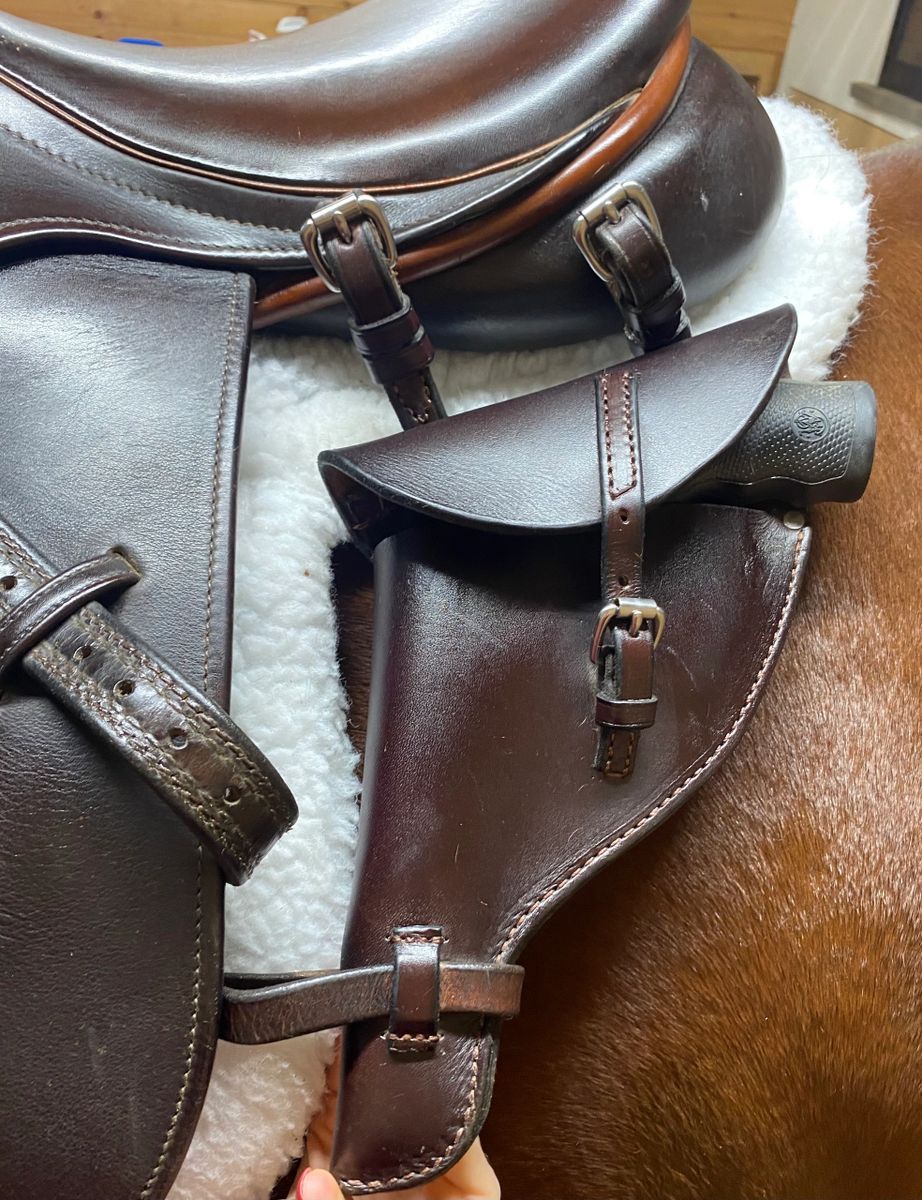 Leather Pistol Holster **Back of Saddle**