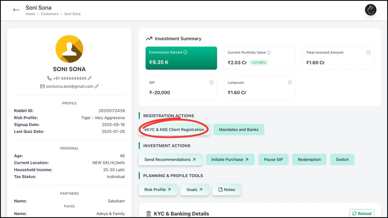 Click on ‘eKYC & NSE Client Registration'