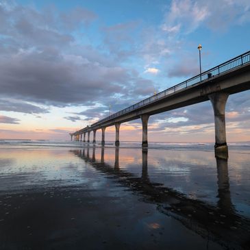 New Brighton Pier, Christchurch, outlook to the water