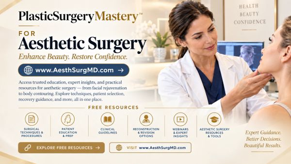Advertisement for Plastic Surgery Mastery offering free resources and expert guidance.