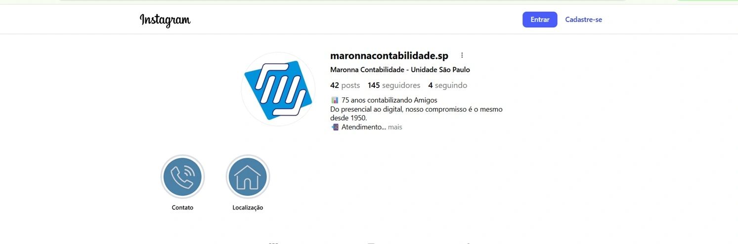 Instagram profile of Maronna Contabilidade, an accounting firm in São Paulo.