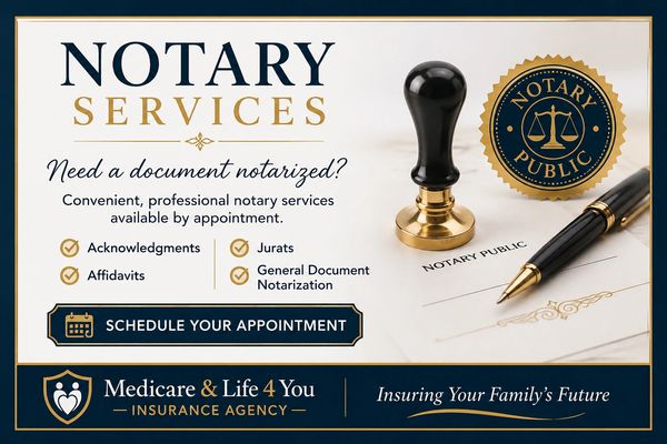 Notary services advertisement with appointment scheduling.
