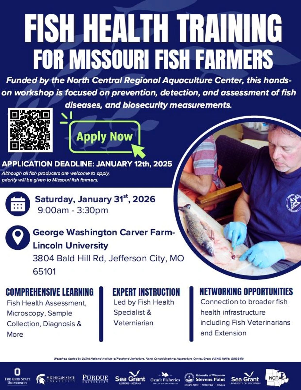 NCRAC FIsh Health Training for Missorui Fish Farmers. 