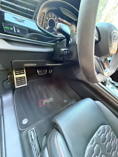 Audi RS car interior focusing on driver's area.