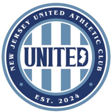 Logo of New Jersey United Athletic Club with blue stripes and text.