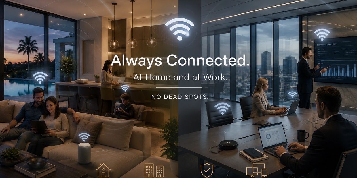 Wi-Fi connectivity at home and work ensures no dead spots.