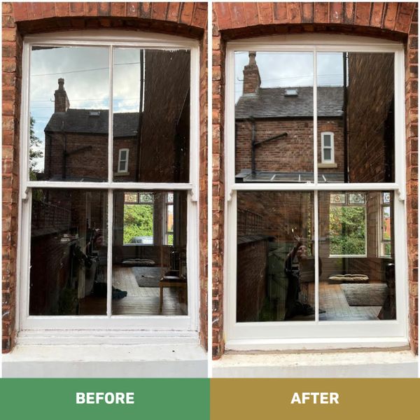 Image of Sash Window before and after.