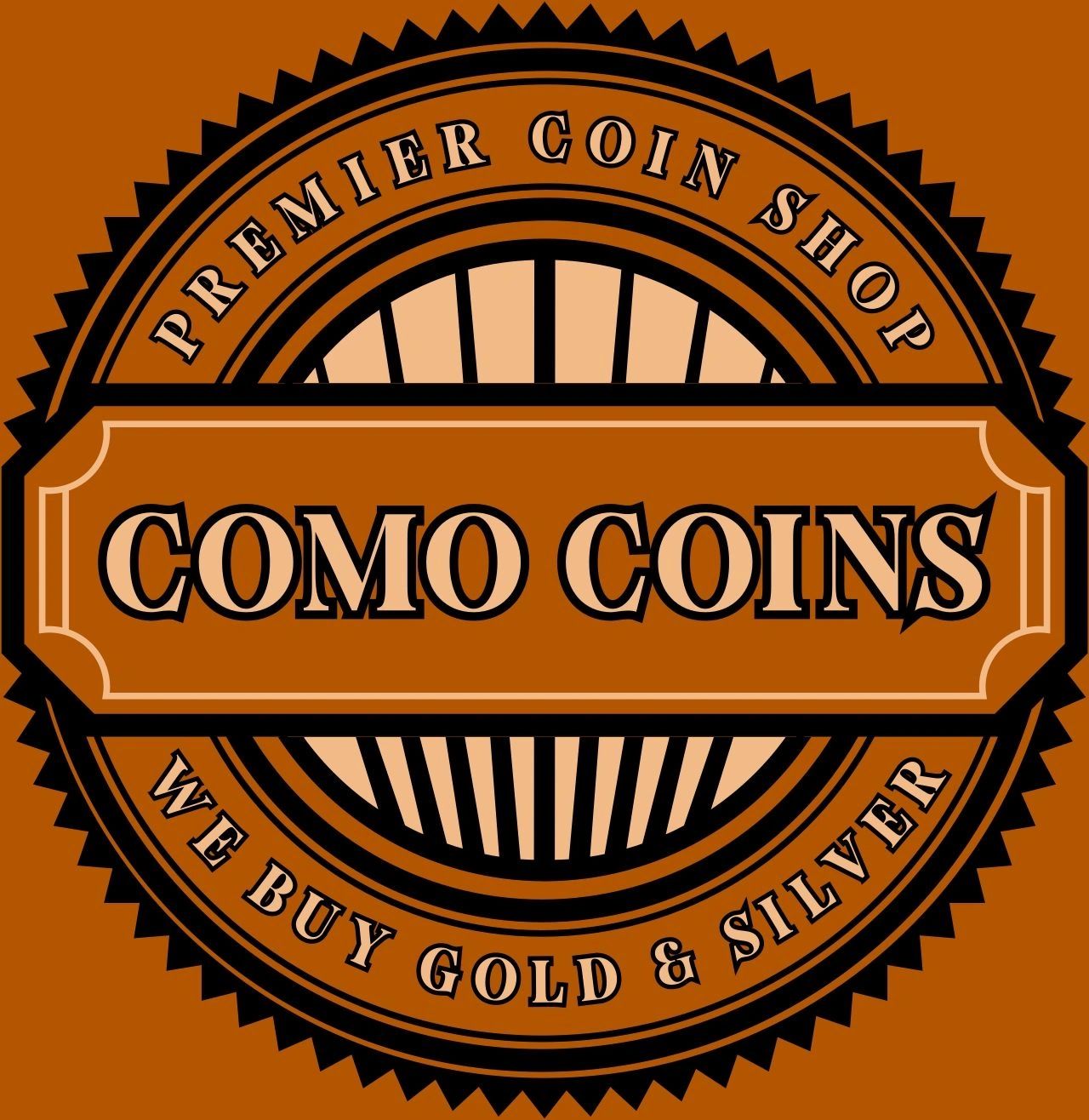 Logo for Como Coins, a premier coin shop buying gold and silver.